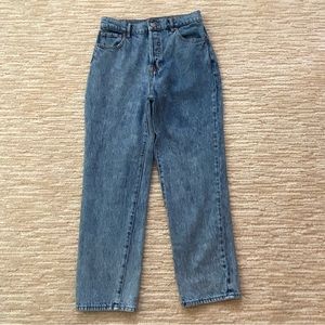 PacSun High Rise Straight Medium Blue Faded Jeans in Size 27-Button Fly Front